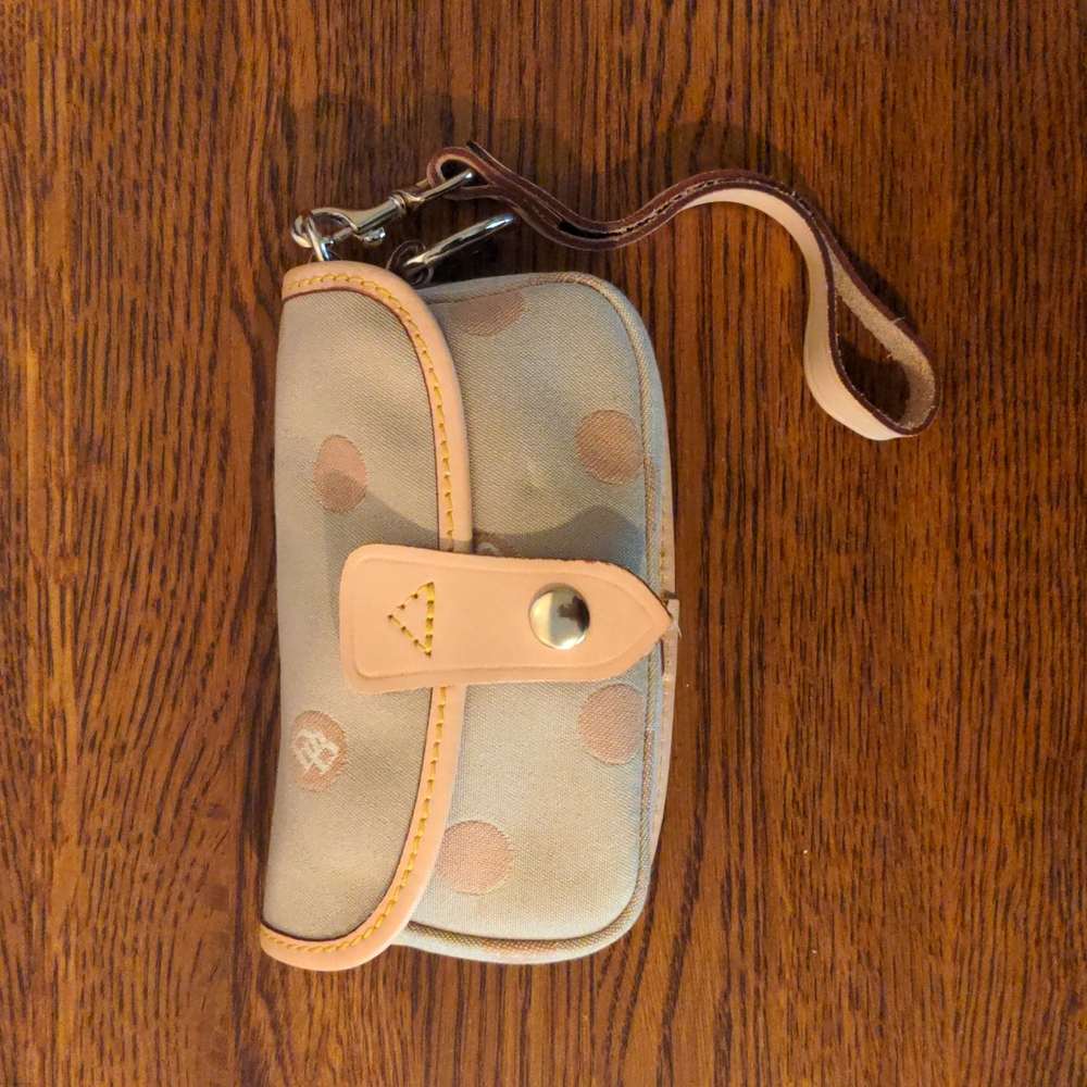 Dooney & Burke Beige Polka Dot Wristlet